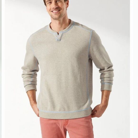 TOMMY BAHAMA Men’s Flipshore Abaco Reversible Sweatshirt Blue/Gray size 3X/XXXL! - Picture 1 of 14